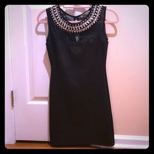 Sexy dress with diamond neckline and mesh top